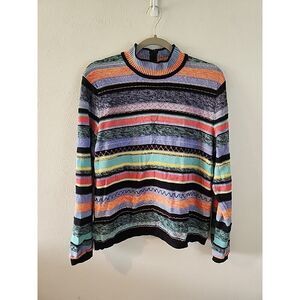 Koret Coogie Style Sweater Vintage Striped Multi Color Colorful XL VTG